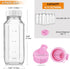 16 Oz 6 Pack Sovietiep Square Glass Milk Bottles with A Silicone Cap, Glass Bottles for Juicing with Airtight Lids