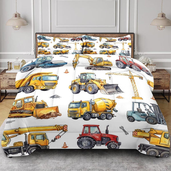 Colorful Car Trucks Construction Comforter Set for Boys Kids Toddlers Teens Twin,