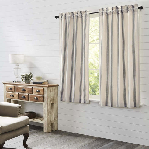 VHC Brands Grace Grain Sack Stripe Short Panel Set of 2, 63x37