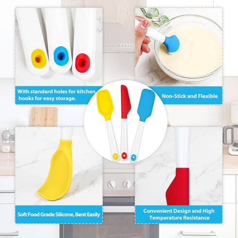 Webake Mini Silicone Spatula Set, Non-Stick Small Spatulas for Mixing, Cooking, Baking, Heat Resistant, Dishwasher Safe