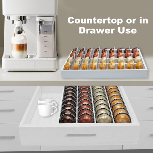 MinBoo Bamboo Coffee Pod Storage Holder, Drawer Insert for Vertuoline Capsules, Compatible for Kitchen, Home, Office