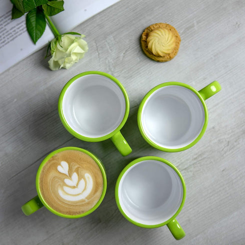 City to Cottage Handmade Lime Green and White Polka Dot Ceramic Extra Large Mug, 17.5oz/500ml