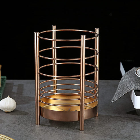 Copper Kitchen Utensil Holder, Stainless Steel Crocks with Titanium Coating, Easy Cleaning Utensil Storage Caddy