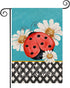 Welcome Ladybug Daisy Flowers Garden Flag - Vertical Double-Sided 12.5x18 Inch Watercolor Painting for Spring