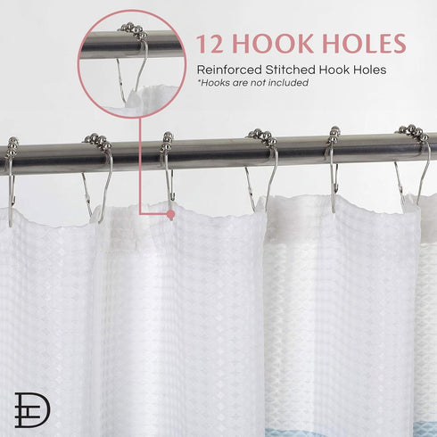 Dainty Home Waffle Weave Shower Curtain - Ombre Striped Pattern in Blush 70" x 72" Water Resistant