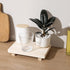 Wood Pedestal Stand Bathroom Counter Organizer, Farmhouse Decorative Tray Soap Holder for Kitchen Decor, Burlywood