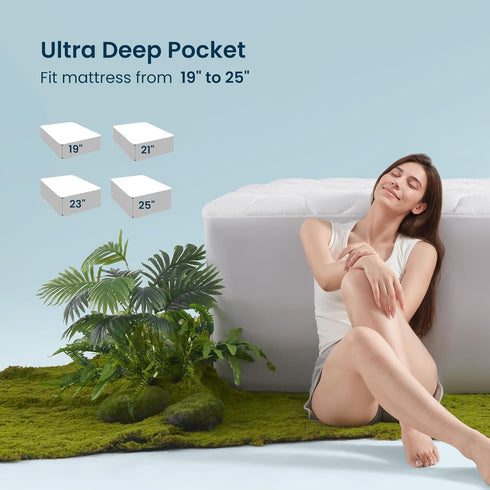 25 Inches SLEEP ZONE Queen Mattress Pad Quilted Mattress Topper Air Mattress Cover, Breathable and Noiseless Air