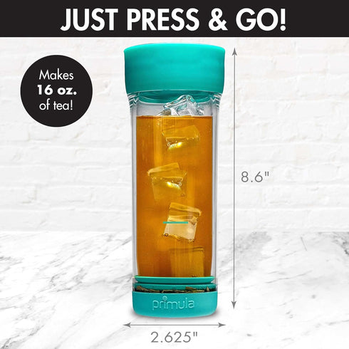 Primula Press & Go Iced Tea Brew Tumbler, 16 oz, Teal