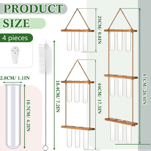 3 18 1/2/3 Leumoi Pcs Wall Hanging Plant Propagation Station with Wooden Stand, Glass Test Tubes, Tiered Planters