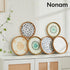 Nonam 100% 12" Shellac Rattan Tray with Mother of Pearl Inlay, Round Decorative Serving Tray for Home Dcor Coffee Table