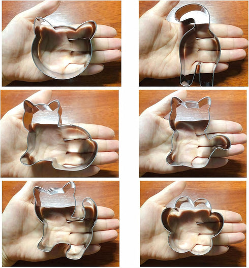 Kitty Cat Cookie Cutter Set, 6 Piece Cat Face, Kitty Butt, Paw and Cute Shapes for Themed Party