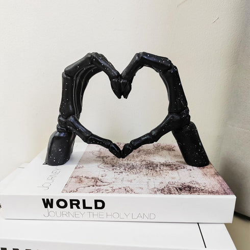 Skeleton Hands Statue,Heart Hands Sculpture,Hand Gesture Desk Statues Love Ornaments,Heart Shape Finger Gesture