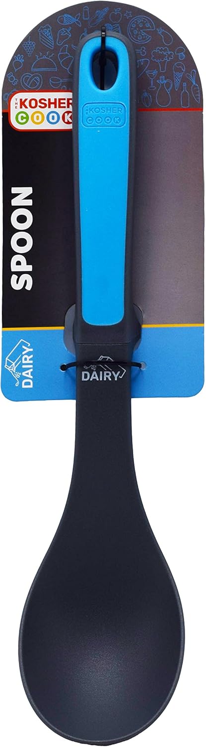 Dairy Blue Heavy Duty Silicone Basting Spoon - Mixing and Serving Utensil with Ergonomic Handle for Cooking and Baking