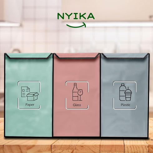 3 Pack 3 NYIKA - Recycling Organizer - Reusable Recycling Bags - Recycling Sorter - Trash Sorting Bins - Compartment