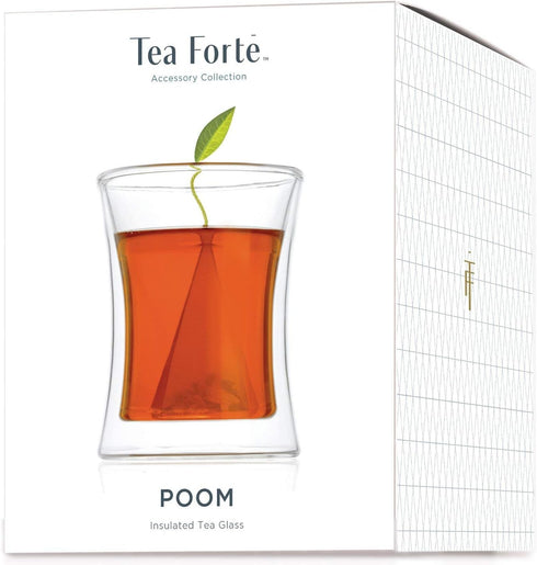 Tea Forte Poom Double Wall Glass Tea Cup, 10 ounce for Hot or Iced Tea