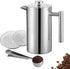 Small French Press Coffee Maker, Double-Wall Insulated, Stainless Steel, 350ML, 12 OZ, Includes 2 Extra Filters