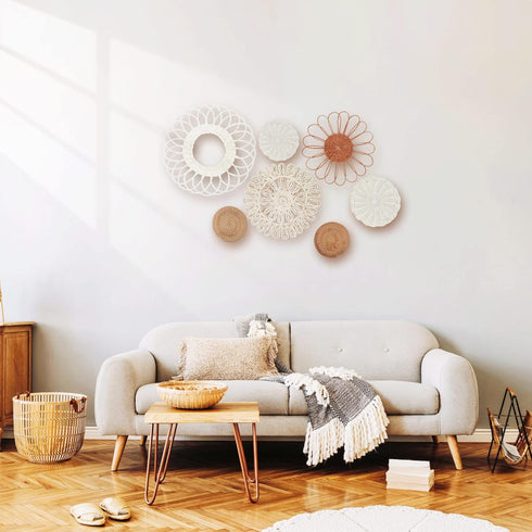 MeraMera Set 7 Boho Wall Decor, Rattan Flower Wall Decor,Nursery Wall Decor,Nursery Decor