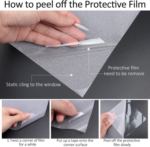HIDBEA Frosted Window Privacy Film, Heat Control UV Blocking, Static Cling Non-Adhesive Door Coverings for Home