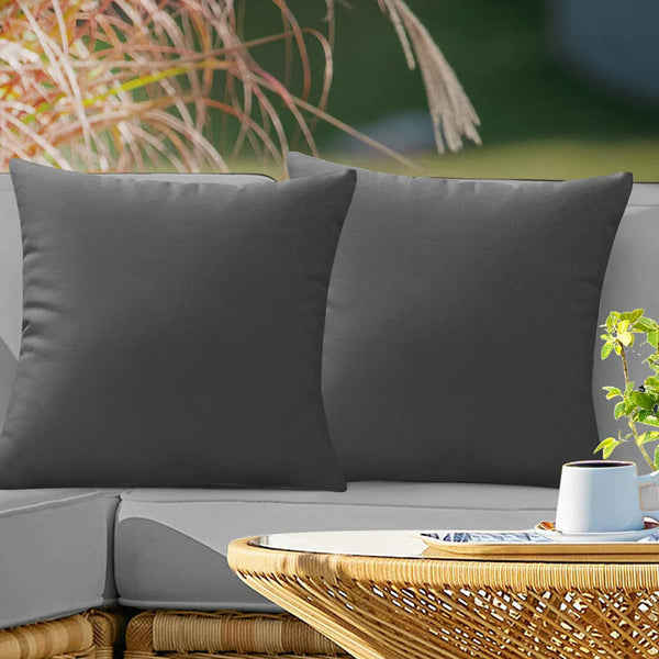 Outdoor Waterproof Throw Pillow Covers 18x18, Set of 2 Decorative Dark Gray Cushion Cases for Patio Furniture Decor