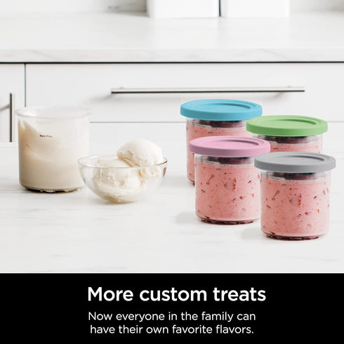 4 Pack, NC299AMZ NC300s 1 XSKPLD4BCD Ninja CREAMi Original Pints Compatible with & Series CREAMi Ice Cream Makers