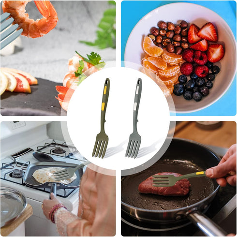 2pcs Silicone Flexible Forks, Large Heat Resistant Cooking Fork, Multifunctional Nonstick Blending Fork for Kitchen