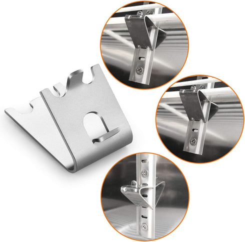HK 920158 Freezer Shelf Clip, Replacement Shelf Support for Refrigerator, Stainless Steel Hooks, Pack of 10