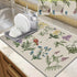 LOKHOM Dish Drying Mat for Kitchen Counter - 18"x24" Absorbent Mat with Vintage Sage Flower Herbs