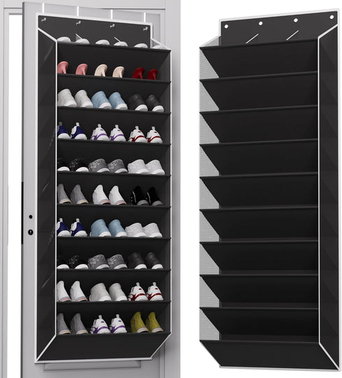 TAHAVICE 10-Tier Large Size Over The Door Shoe Organizer, Holds 30 Pairs Hanging