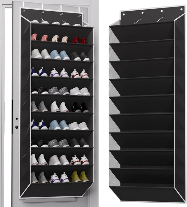 TAHAVICE 10-Tier Large Size Over The Door Shoe Organizer, Holds 30 Pairs Hanging