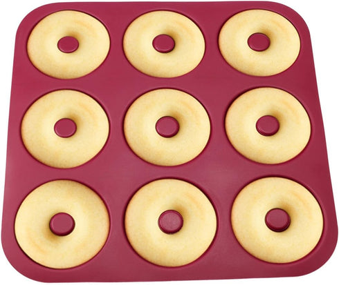 Large Non-Stick Donut Pan for Baking, 9 Cavity Silicone Bagel Mold, BPA Free, 11.2 x 11.1 Inches