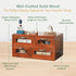 Store and Display Wooden Desk Top Organizer Cabinet, Mahogany Wood Chest with 4 See-Through Drawers