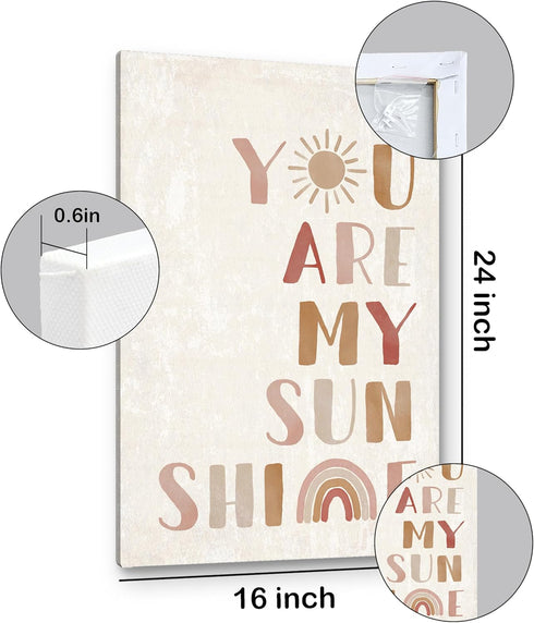 Room(16x24 Inch) PHAMTE Wall Art You Are My Sunshine Wall Decor,Boho Nursery Decor,You Are My Sunshine Boho Sun