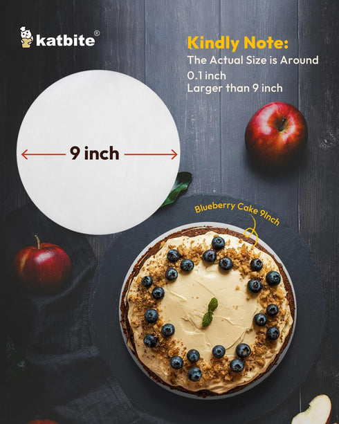 Katbite 9 Inch Parchment Paper Rounds, 200 Pcs, Heavy Duty Non-Stick Cake Baking Circles and Air Fryer Liners