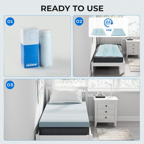 2 Inch OhGeni Memory Foam Mattress Topper Pad, Soft Bed Cover with Anti-Slip Base, Size Twin, Style with Cover