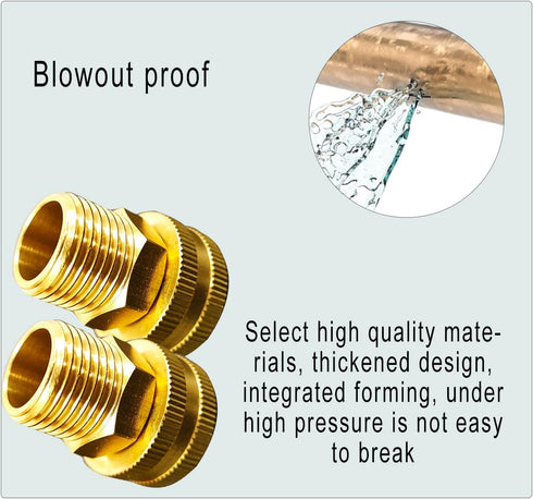 YOUHO Brass Garden Hose Adapter 3/4” GHT Female x 1/2” NPT Male Connector, GHT to NPT Fitting