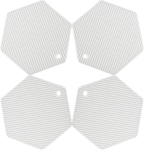 4 Pack Silicone Trivet Mats, DIY Dish Drying Mat, Non-Slip & Heat Resistant Kitchen Hot Pads for Countertops
