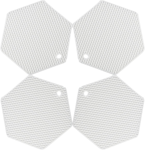 4 Pack Silicone Trivet Mats, DIY Dish Drying Mat, Non-Slip & Heat Resistant Kitchen Hot Pads for Countertops