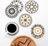 Set 6 4 inches Baalaka Drink Coasters of with Holder, Ceramic Absorbent Coaster for Drinks, Boho Coasters with Cork