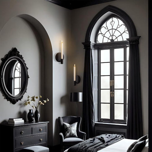 Set 2 0.82 Inch Matte Black Wall Sconce Candle Holders of for Taper Candles, Minimalist Metal Wall Mounted Candlestick