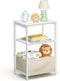 MISSLO Nursery Side Table for Living Room with Storage Basket Small End