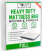 Full Mattress Bag for Moving and Storage - Heavy Duty 5 Mil Mattress Cover, Reusable and Tearproof Storage Bags