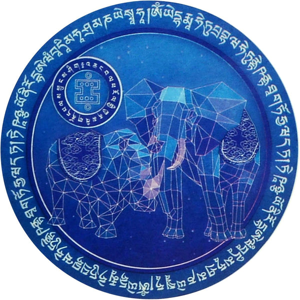 Feng Shui Green Tara Burglary Prevention Safety Amulet Window Sticker 5pcs (Blue Rhinoceros Elephant)