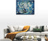 Farmhouse Navy Blue Daisy Flower Decor, Rustic Floral Butterfly Wall Art Canvas Painting Prints for Bathroom Bedroom