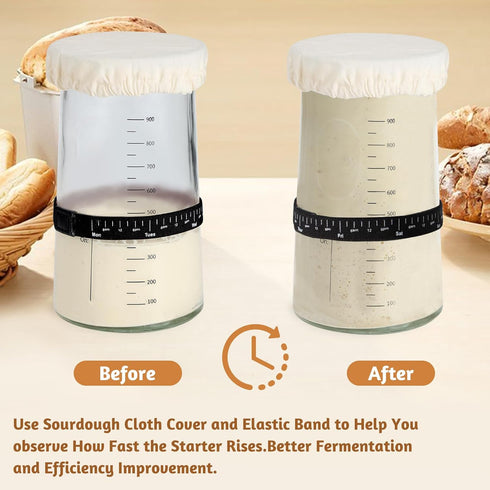 5pcs 1 3-4 Inch Sourdough Jar Cover, Reusable Covers for Sourdough Starter Container & Elastic Band, Cotton Sourdough