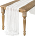 Ling's Moment 10Ft x 35" Wide Brilliant White Gauze Semi-Sheer Table Runner for Wedding Party Bridal Shower Decor