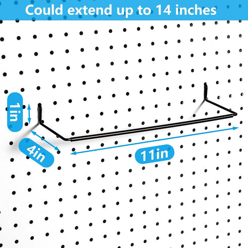 Paper Towel Holder for Pegboard, Extendable, Fits Any Standard Pegboard, 4 Packs, Black