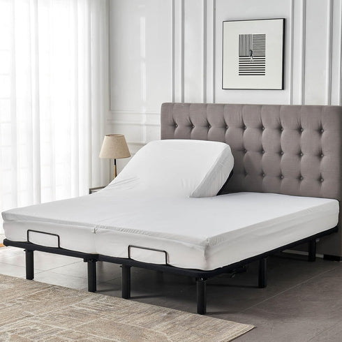 Waterproof Split Top King Mattress Protector, Fitted Sheet Style with Elastic Deep Pocket for Adjustable Bed