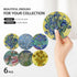 6 Set Van Gogh Drink Coasters with Holder - Ceramic Coaster for Drinks Absorbent with Cork Base and Golden Holder