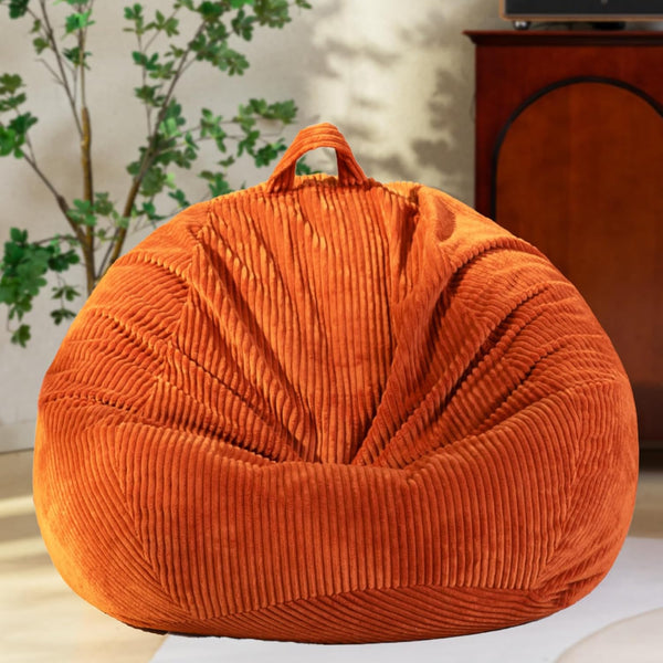 Large Stuffed Animal Storage Bean Bag Chair, 3 ft Giant Heavy Soft Corduroy Cover for Kids, Living Room Sofa