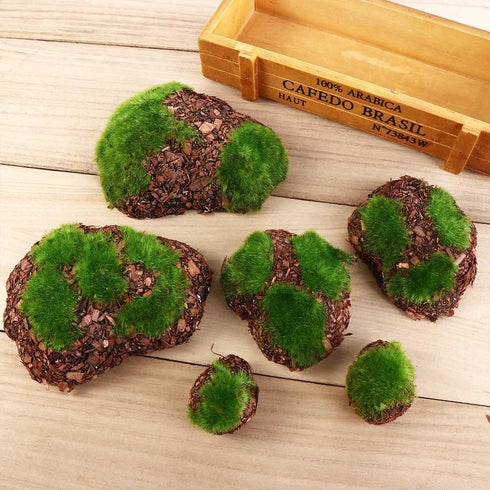 6Pcs Foam Moss Green Hay Stone: DIY Family Garden Decoration for Miniature Landscape